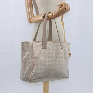 CHANEL New Travel Line Tote Bag Nylon Beige Gold CC